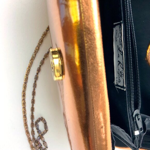 Vintage La Regale Rose Gold Clutch Hard Case Crossbody Chain Strap - Picture 11 of 16